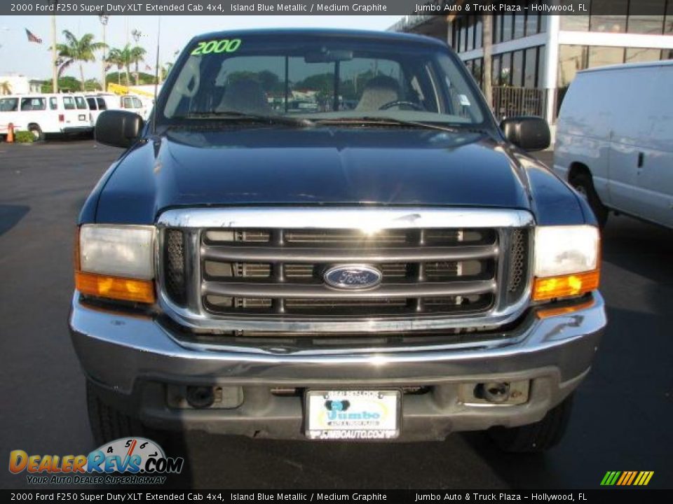 2000 Ford F250 Super Duty XLT Extended Cab 4x4 Island Blue Metallic / Medium Graphite Photo #3