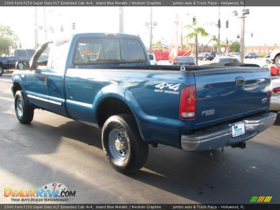 2000 Ford F250 Super Duty XLT Extended Cab 4x4 Island Blue Metallic / Medium Graphite Photo #6