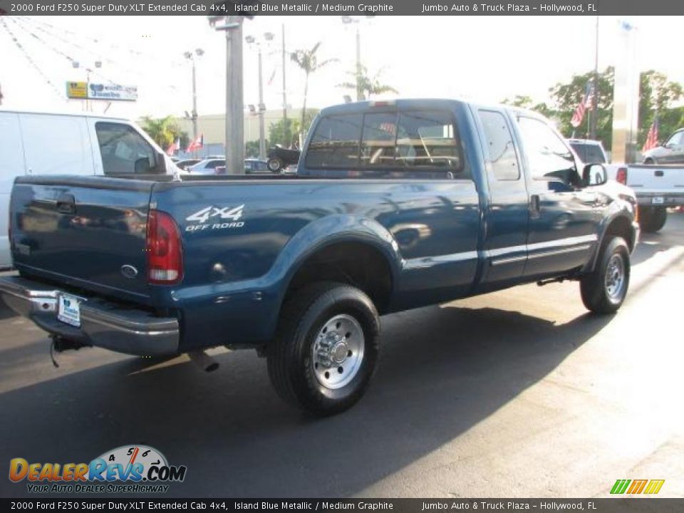 2000 Ford F250 Super Duty XLT Extended Cab 4x4 Island Blue Metallic / Medium Graphite Photo #11