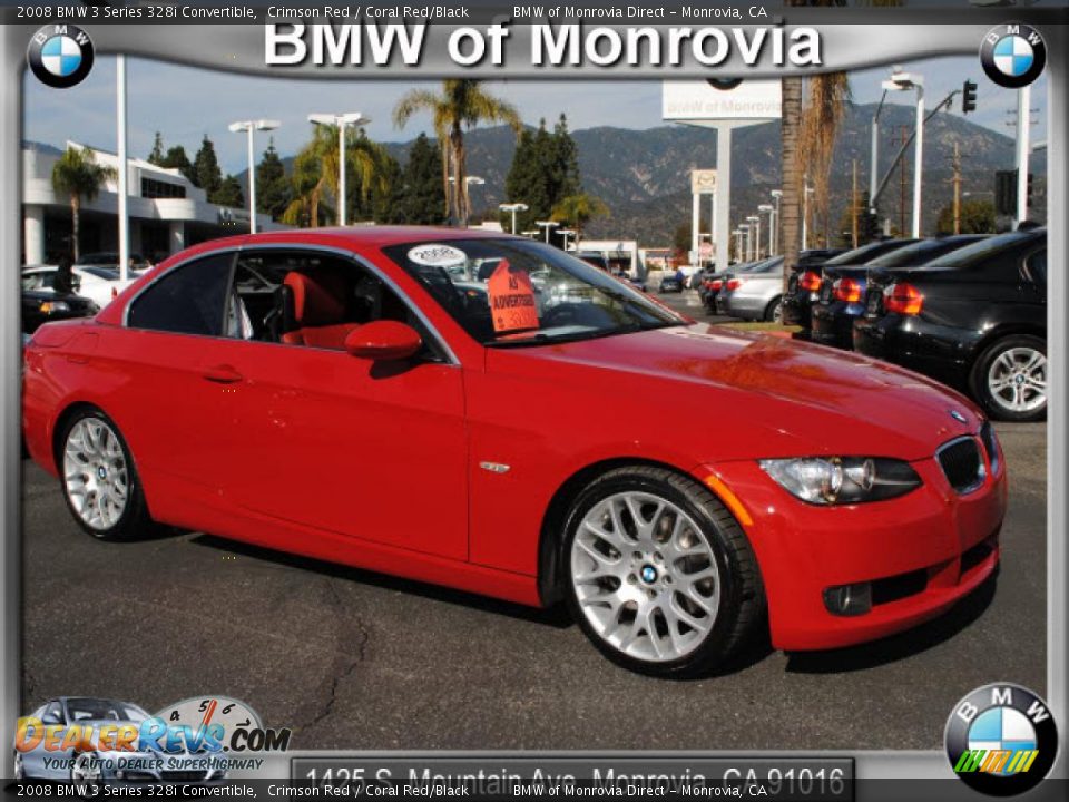 2008 BMW 3 Series 328i Convertible Crimson Red / Coral Red/Black Photo #1