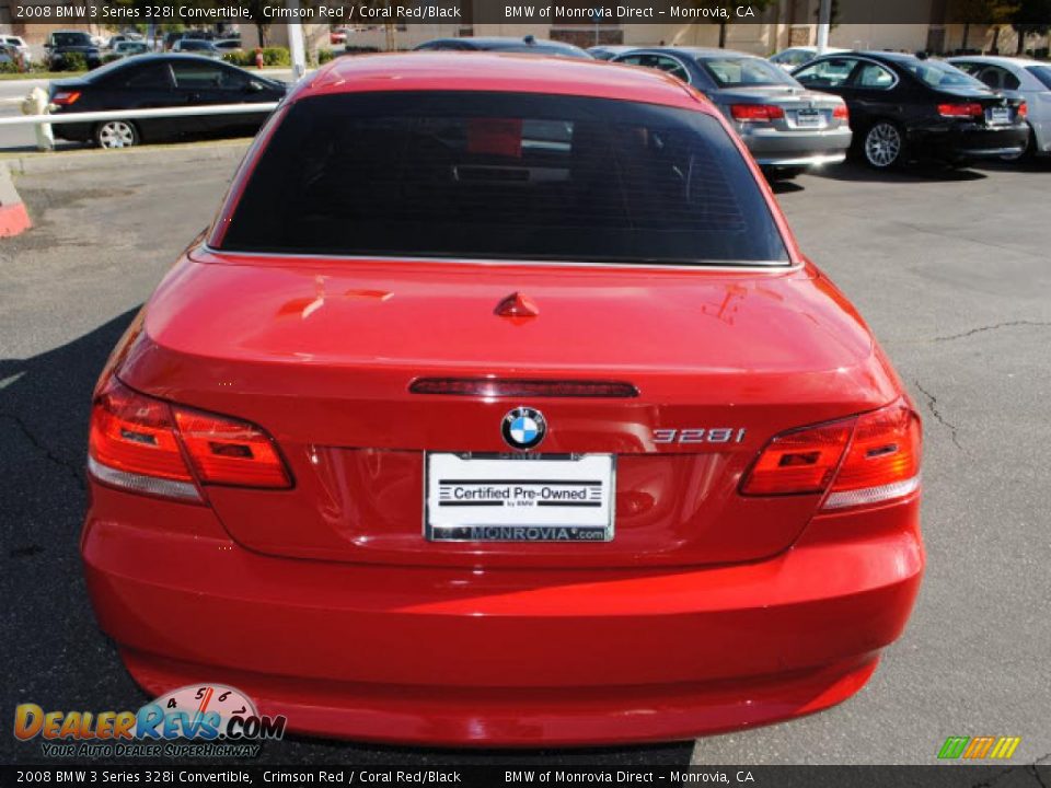 2008 BMW 3 Series 328i Convertible Crimson Red / Coral Red/Black Photo #9