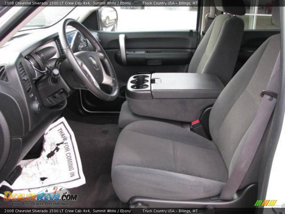 Ebony Interior - 2008 Chevrolet Silverado 1500 LT Crew Cab 4x4 Photo #10