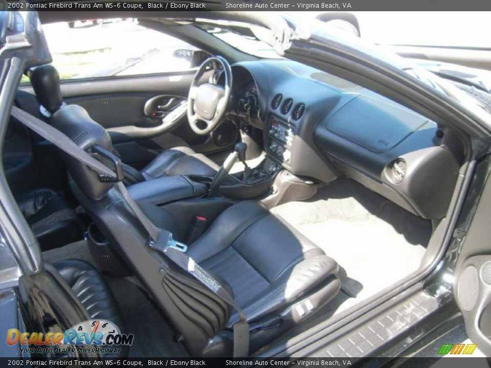 Ebony Black Interior - 2002 Pontiac Firebird Trans Am WS-6 Coupe Photo #13