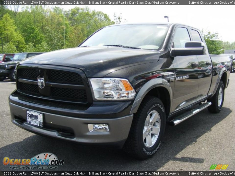 2011 Dodge Ram 1500 SLT Outdoorsman Quad Cab 4x4 Brilliant Black Crystal Pearl / Dark Slate Gray/Medium Graystone Photo #1