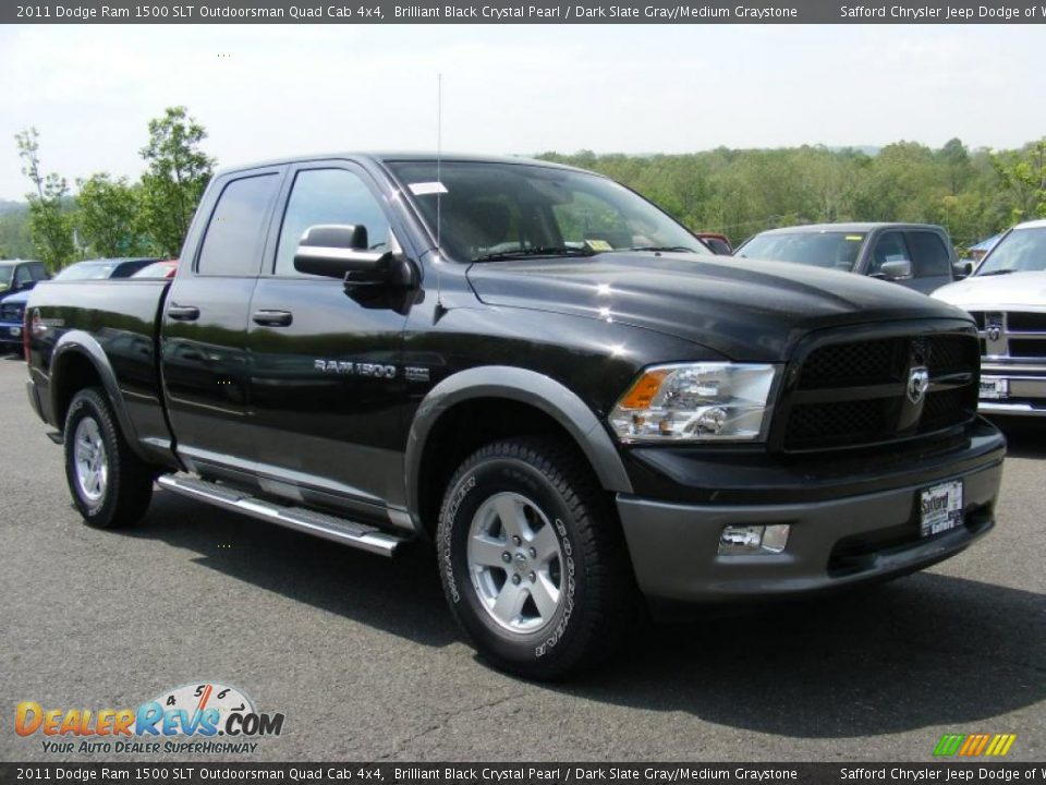 2011 Dodge Ram 1500 SLT Outdoorsman Quad Cab 4x4 Brilliant Black Crystal Pearl / Dark Slate Gray/Medium Graystone Photo #2