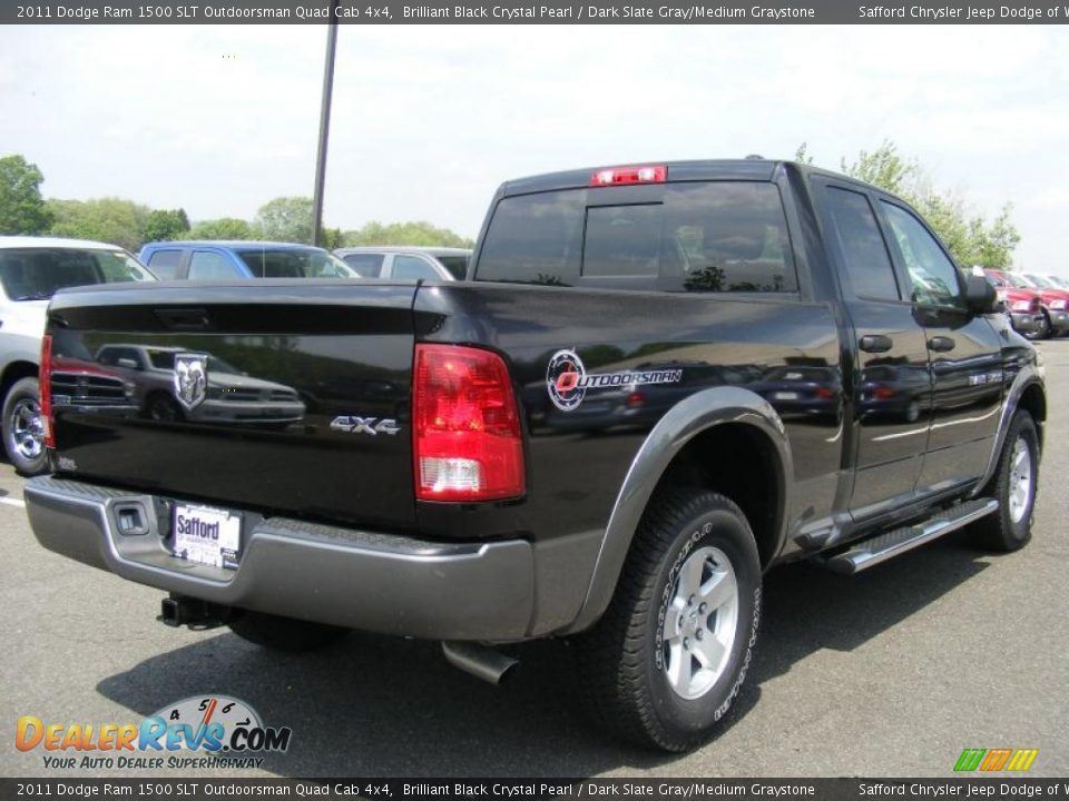 2011 Dodge Ram 1500 SLT Outdoorsman Quad Cab 4x4 Brilliant Black Crystal Pearl / Dark Slate Gray/Medium Graystone Photo #3