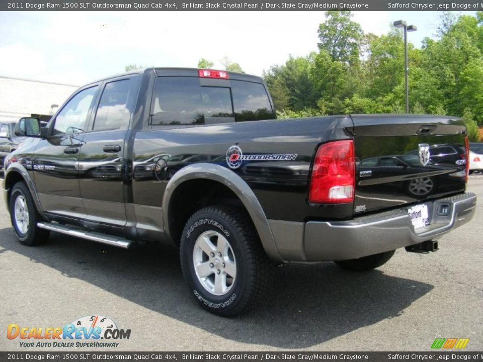 2011 Dodge Ram 1500 SLT Outdoorsman Quad Cab 4x4 Brilliant Black Crystal Pearl / Dark Slate Gray/Medium Graystone Photo #4