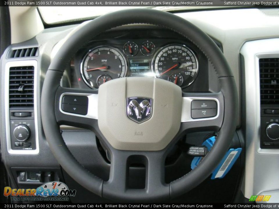 2011 Dodge Ram 1500 SLT Outdoorsman Quad Cab 4x4 Brilliant Black Crystal Pearl / Dark Slate Gray/Medium Graystone Photo #10