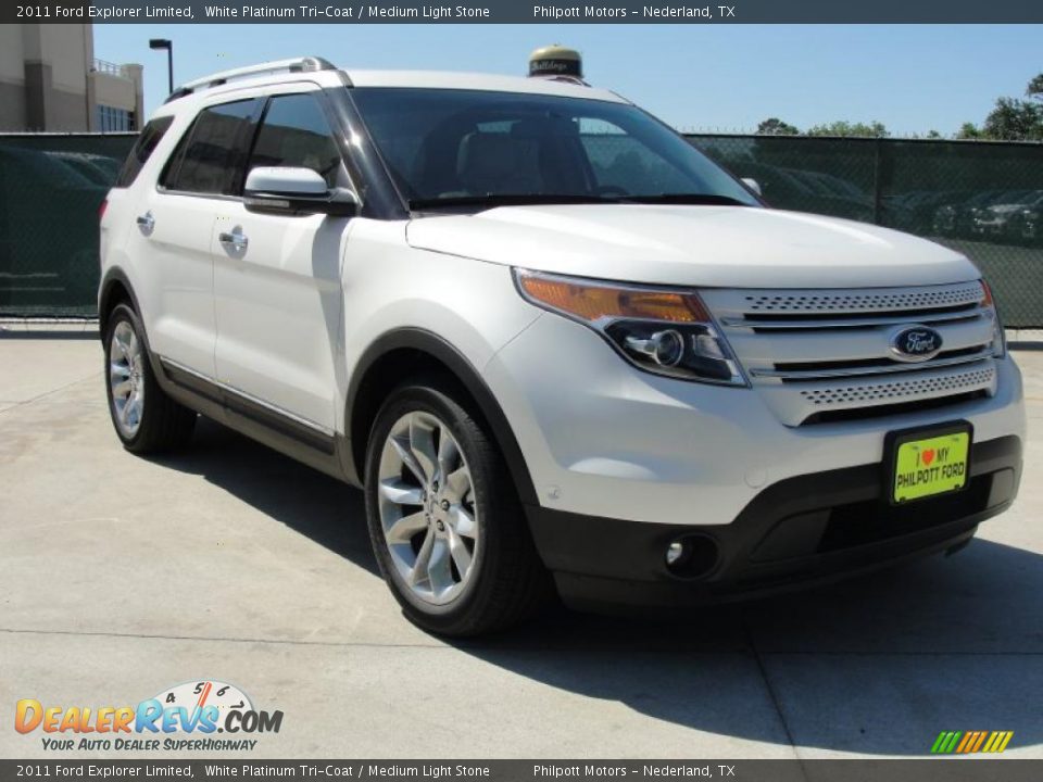 2011 Ford Explorer Limited White Platinum Tri-Coat / Medium Light Stone Photo #1