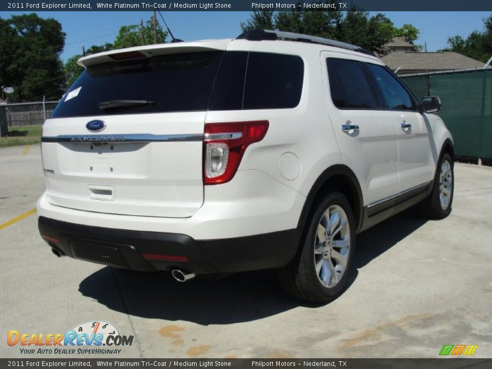 2011 Ford Explorer Limited White Platinum Tri-Coat / Medium Light Stone Photo #3