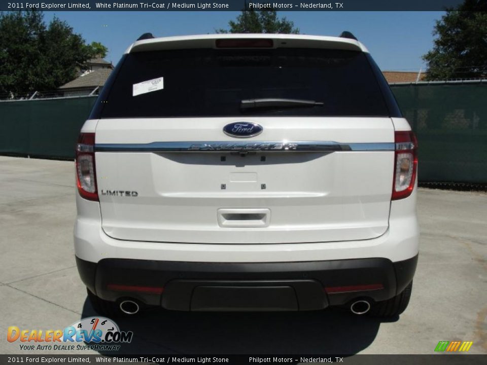 2011 Ford Explorer Limited White Platinum Tri-Coat / Medium Light Stone Photo #4