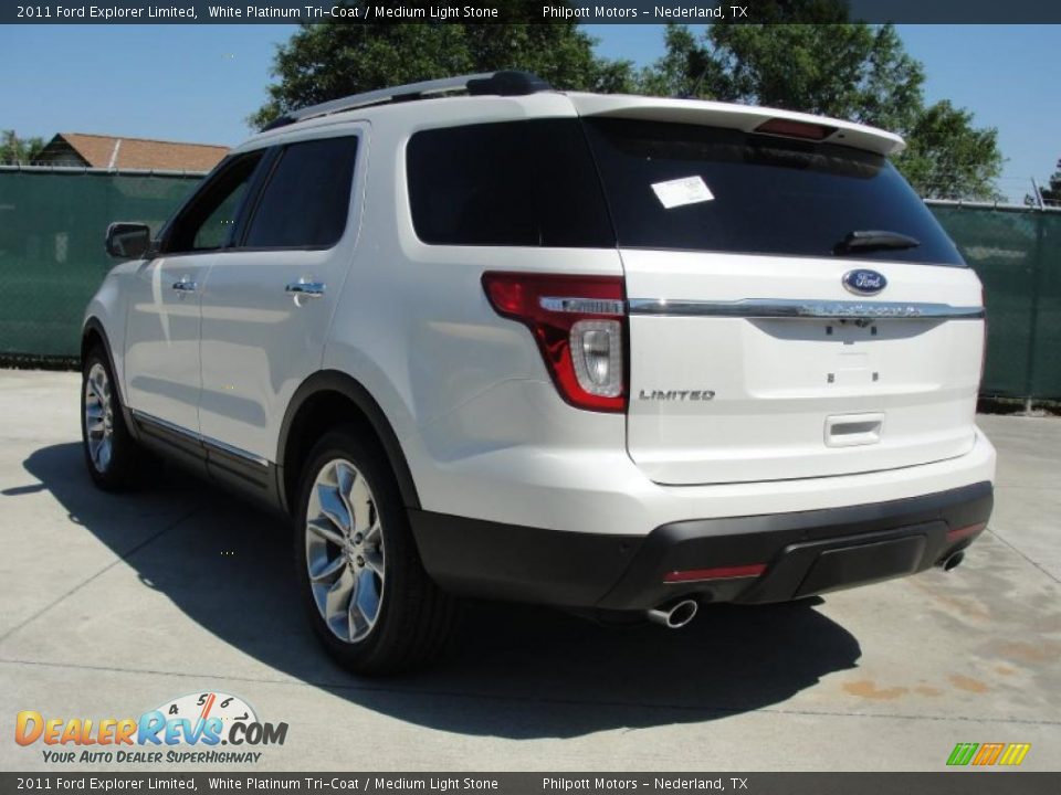 2011 Ford Explorer Limited White Platinum Tri-Coat / Medium Light Stone Photo #5