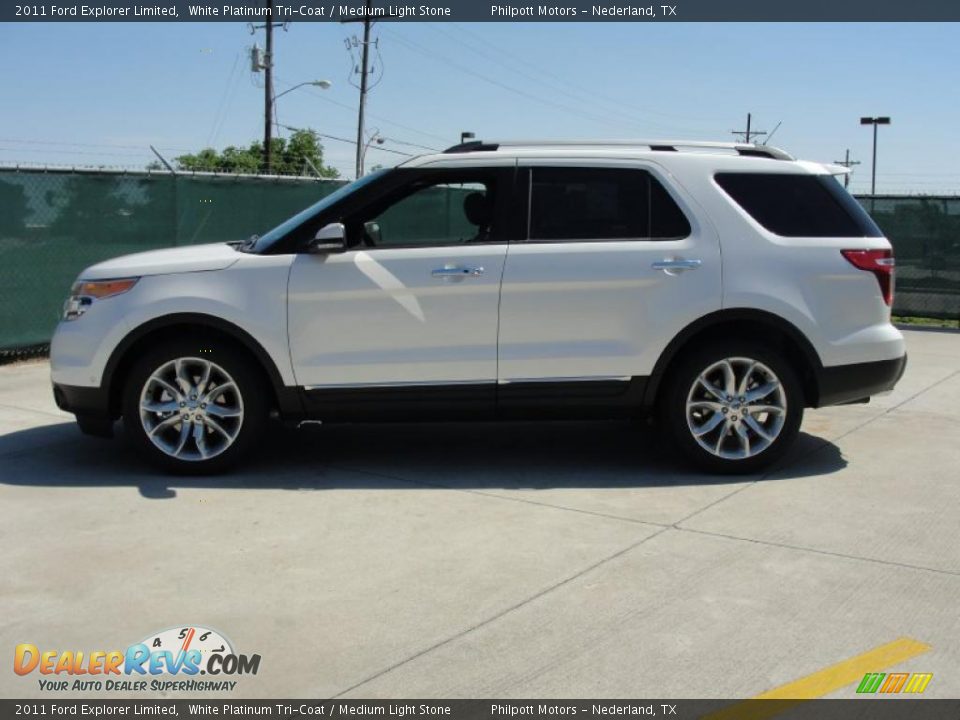 2011 Ford Explorer Limited White Platinum Tri-Coat / Medium Light Stone Photo #6