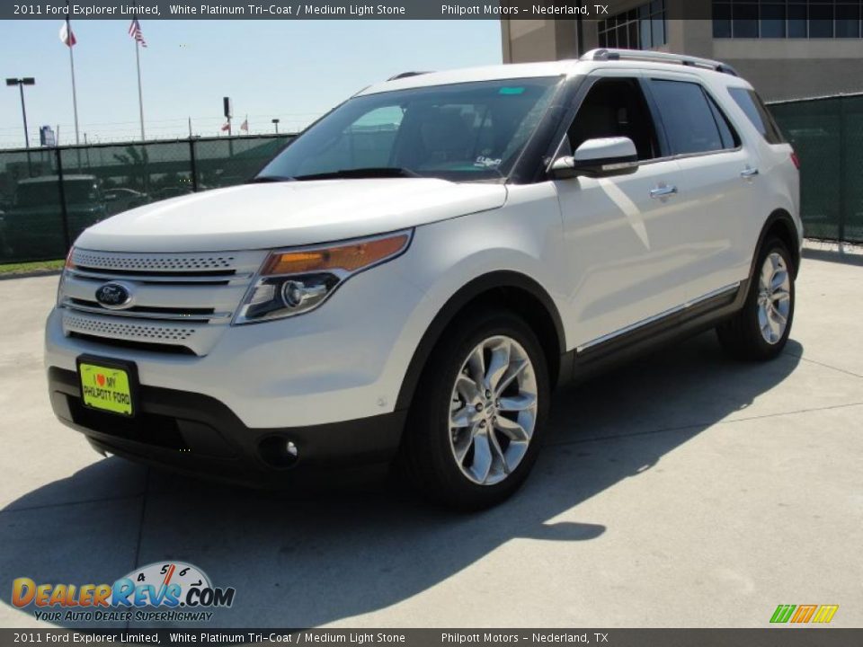 2011 Ford Explorer Limited White Platinum Tri-Coat / Medium Light Stone Photo #7