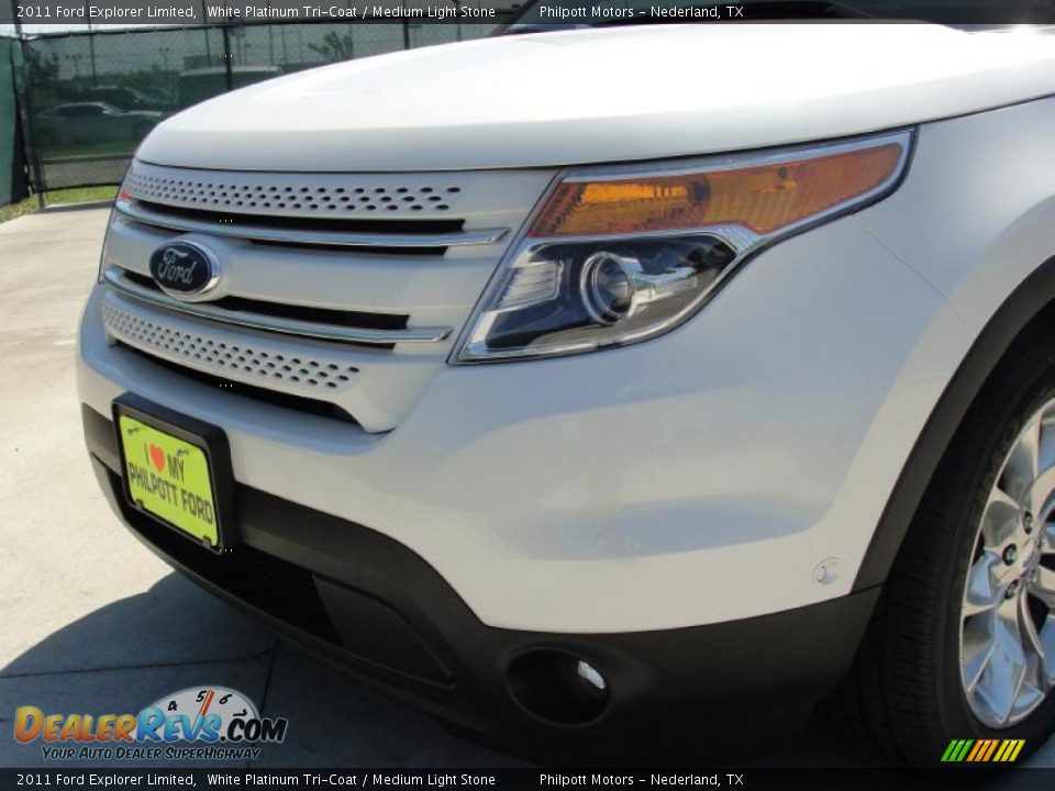 2011 Ford Explorer Limited White Platinum Tri-Coat / Medium Light Stone Photo #10