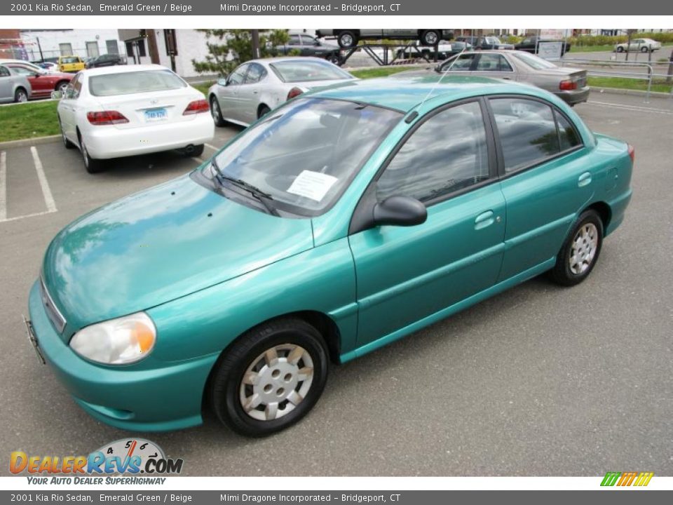 2001 Kia Rio Sedan Emerald Green / Beige Photo #1