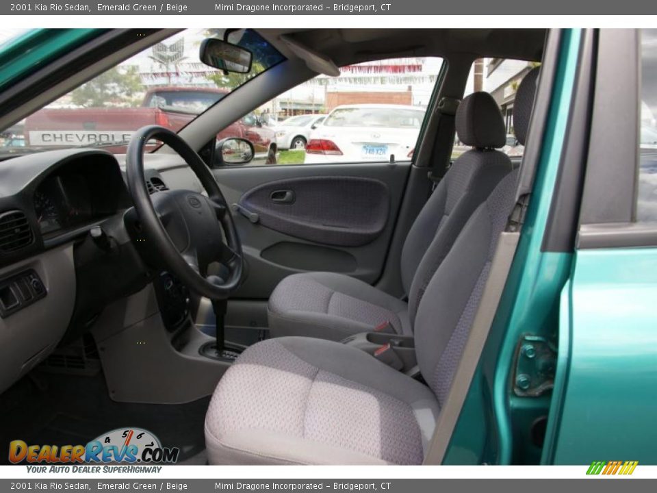 2001 Kia Rio Sedan Emerald Green / Beige Photo #7