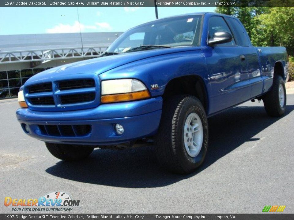 1997 Dodge Dakota SLT Extended Cab 4x4 Brilliant Blue Metallic / Mist Gray Photo #1