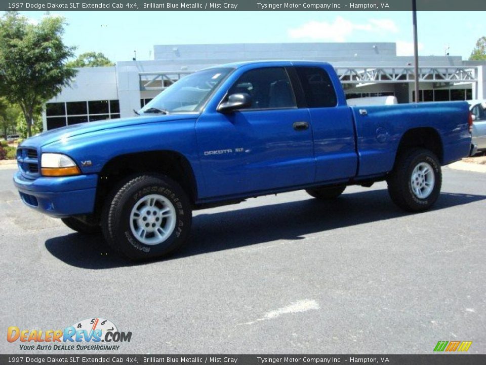 1997 Dodge Dakota SLT Extended Cab 4x4 Brilliant Blue Metallic / Mist Gray Photo #2