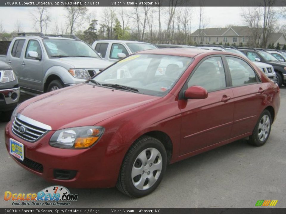 2009 Kia Spectra EX Sedan Spicy Red Metallic / Beige Photo #1