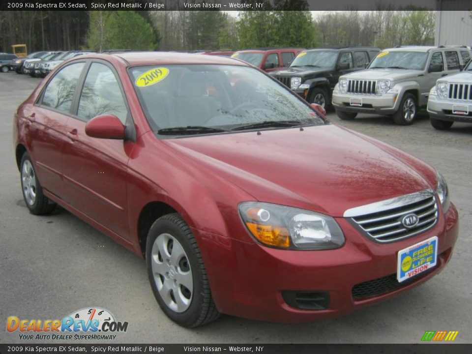 2009 Kia Spectra EX Sedan Spicy Red Metallic / Beige Photo #15