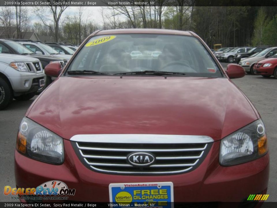 2009 Kia Spectra EX Sedan Spicy Red Metallic / Beige Photo #16