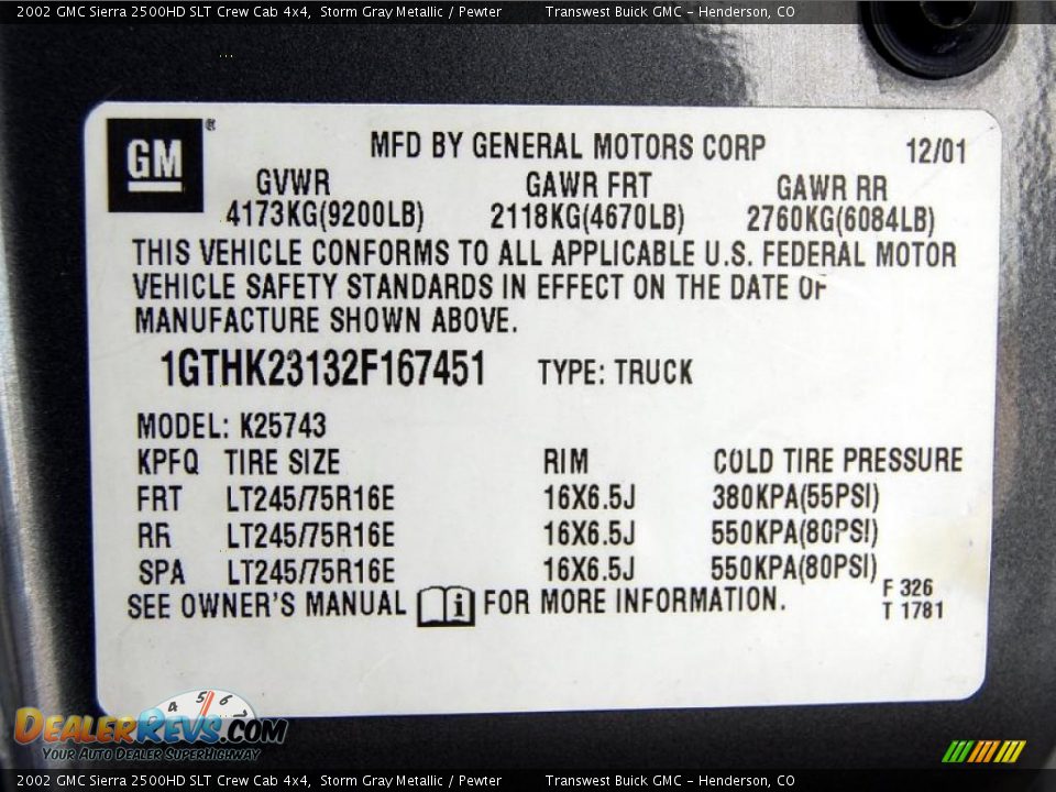 2002 GMC Sierra 2500HD SLT Crew Cab 4x4 Storm Gray Metallic / Pewter Photo #29