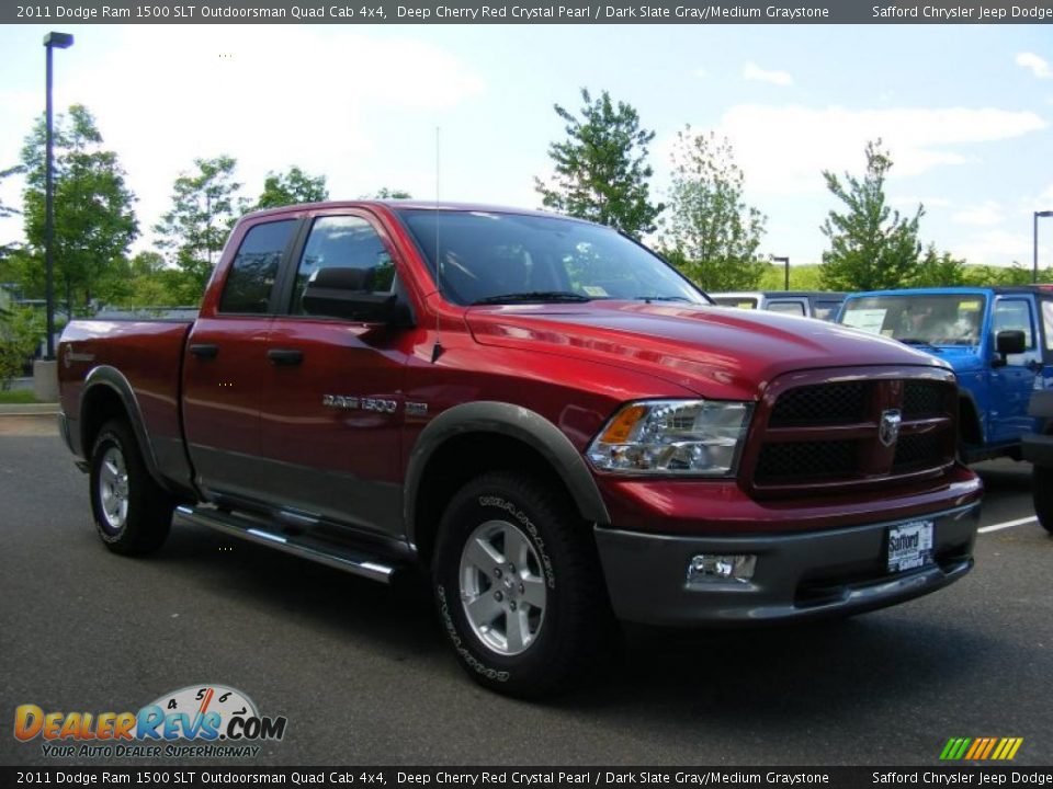 2011 Dodge Ram 1500 SLT Outdoorsman Quad Cab 4x4 Deep Cherry Red Crystal Pearl / Dark Slate Gray/Medium Graystone Photo #2