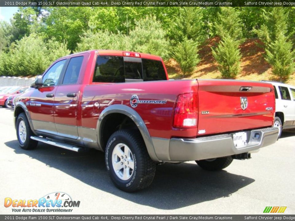 2011 Dodge Ram 1500 SLT Outdoorsman Quad Cab 4x4 Deep Cherry Red Crystal Pearl / Dark Slate Gray/Medium Graystone Photo #4