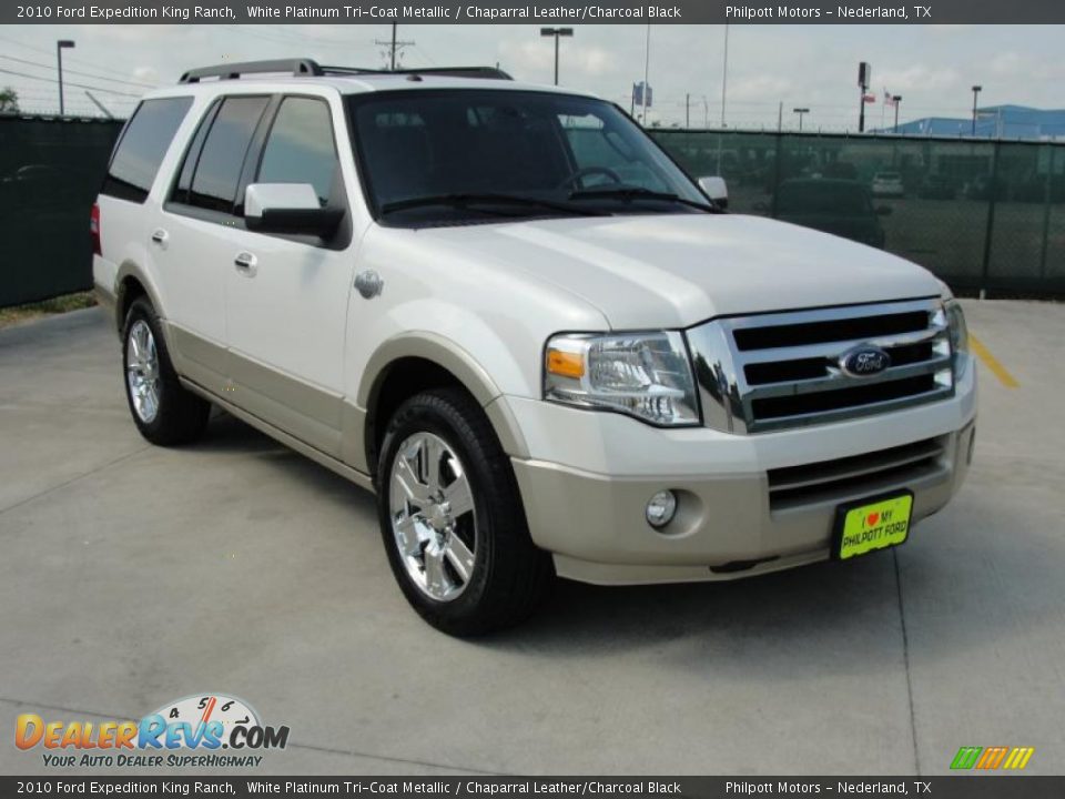 2010 Ford Expedition King Ranch White Platinum Tri-Coat Metallic / Chaparral Leather/Charcoal Black Photo #1