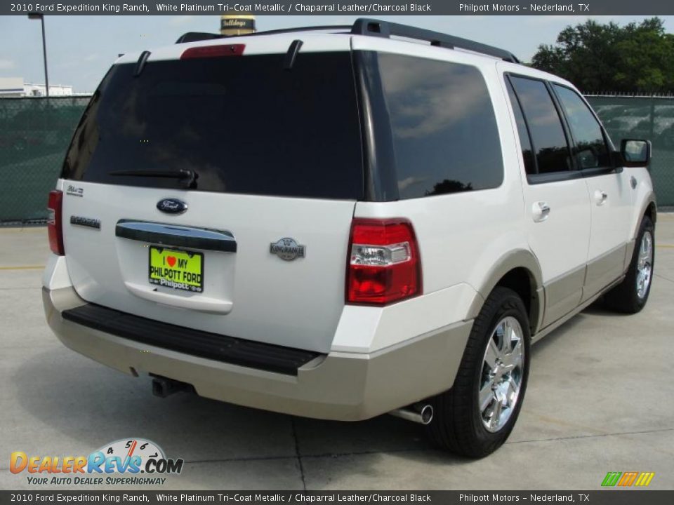 2010 Ford Expedition King Ranch White Platinum Tri-Coat Metallic / Chaparral Leather/Charcoal Black Photo #3