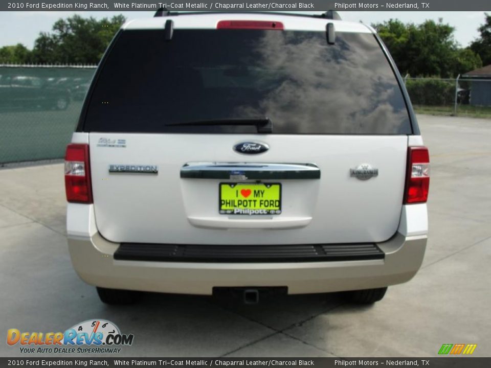 2010 Ford Expedition King Ranch White Platinum Tri-Coat Metallic / Chaparral Leather/Charcoal Black Photo #4