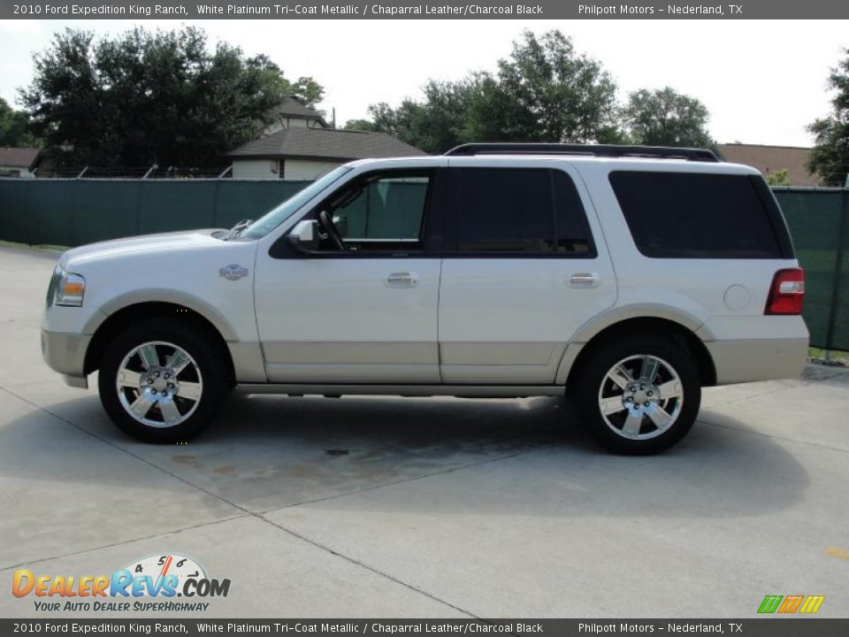 2010 Ford Expedition King Ranch White Platinum Tri-Coat Metallic / Chaparral Leather/Charcoal Black Photo #6