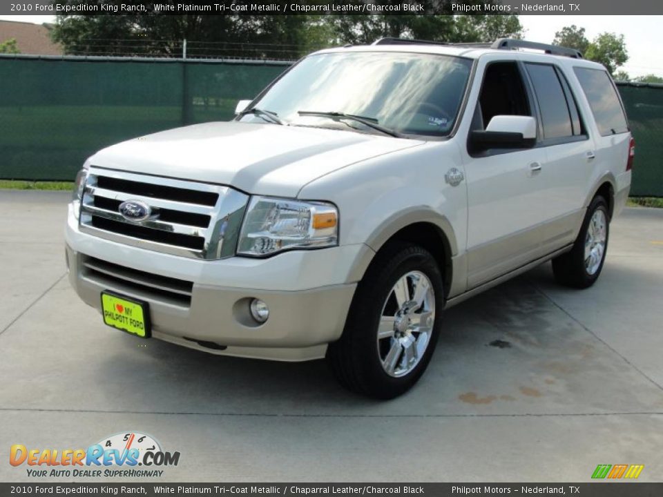 2010 Ford Expedition King Ranch White Platinum Tri-Coat Metallic / Chaparral Leather/Charcoal Black Photo #7