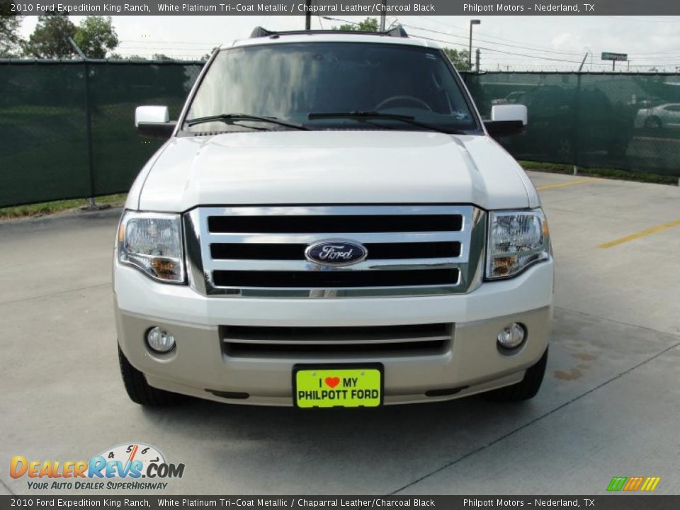 2010 Ford Expedition King Ranch White Platinum Tri-Coat Metallic / Chaparral Leather/Charcoal Black Photo #8