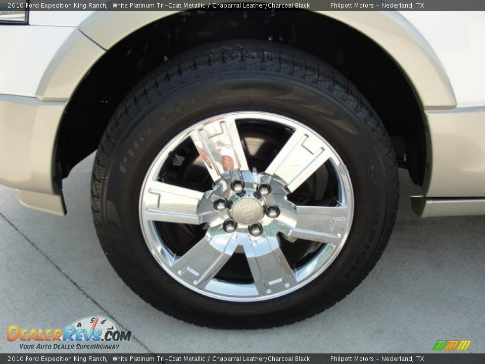 2010 Ford Expedition King Ranch White Platinum Tri-Coat Metallic / Chaparral Leather/Charcoal Black Photo #13