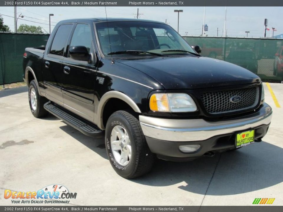 2002 Ford F150 FX4 SuperCrew 4x4 Black / Medium Parchment Photo #1