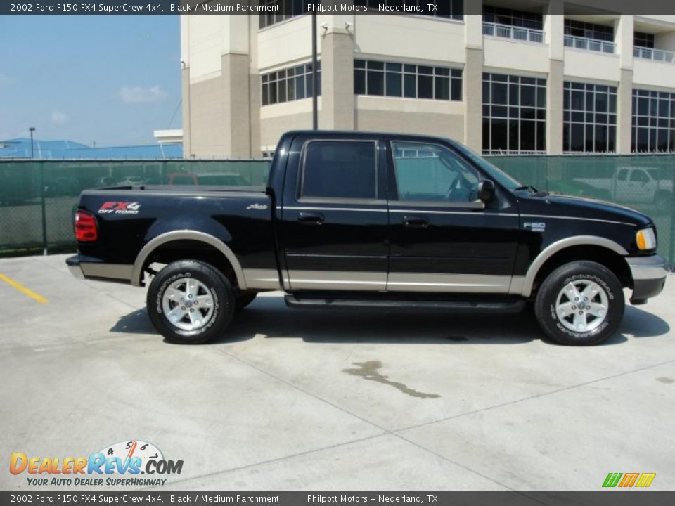2002 Ford F150 FX4 SuperCrew 4x4 Black / Medium Parchment Photo #2