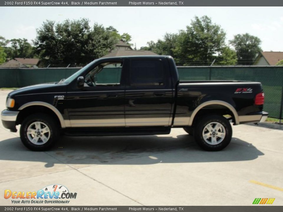 2002 Ford F150 FX4 SuperCrew 4x4 Black / Medium Parchment Photo #6