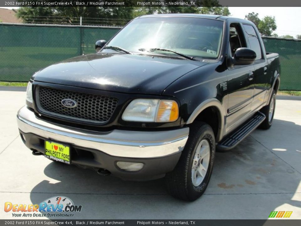 2002 Ford F150 FX4 SuperCrew 4x4 Black / Medium Parchment Photo #7