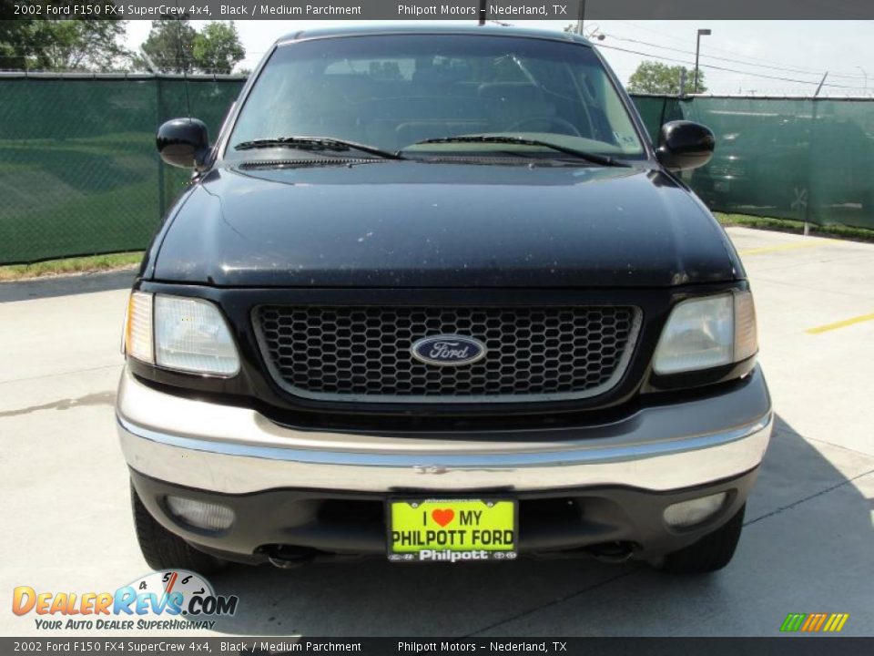 2002 Ford F150 FX4 SuperCrew 4x4 Black / Medium Parchment Photo #8