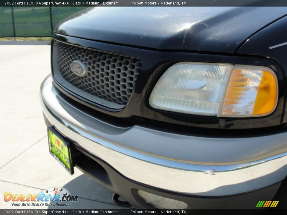 2002 Ford F150 FX4 SuperCrew 4x4 Black / Medium Parchment Photo #11
