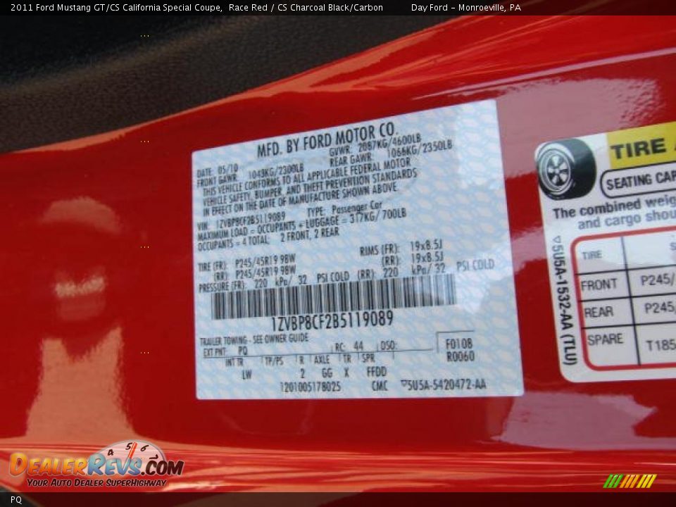 Ford Color Code PQ Race Red