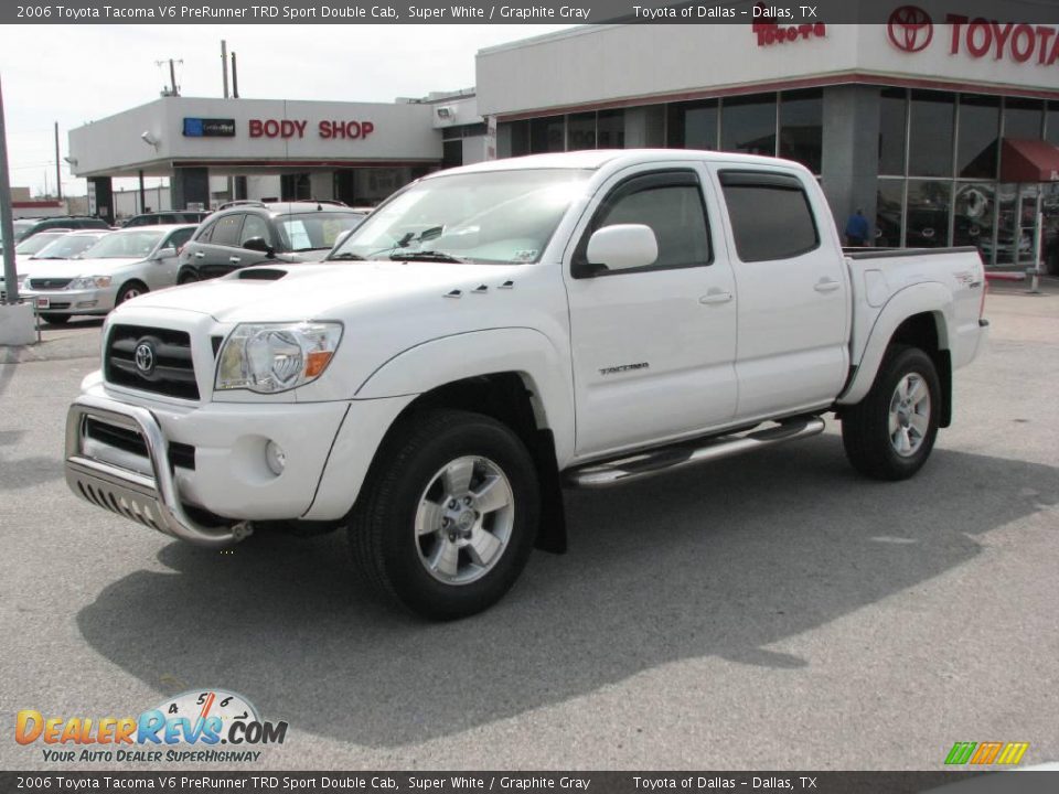 2006 Toyota Tacoma V6 PreRunner TRD Sport Double Cab Super White / Graphite Gray Photo #2
