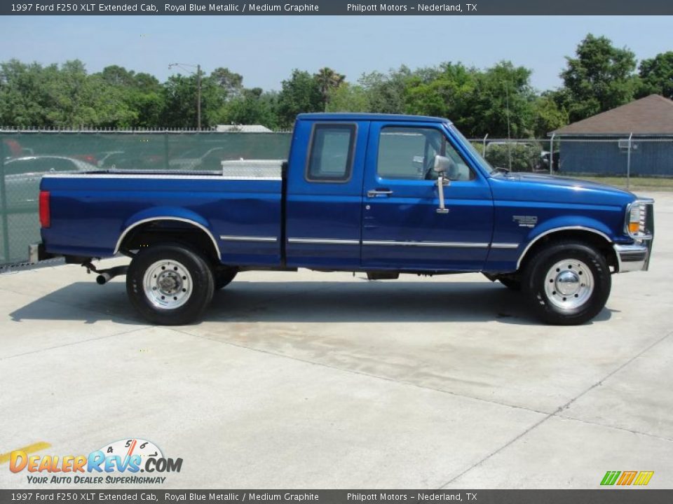 Royal Blue Metallic 1997 Ford F250 XLT Extended Cab Photo #2