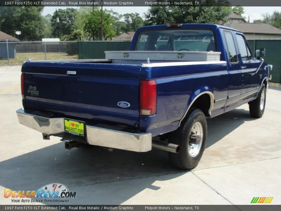 1997 Ford F250 XLT Extended Cab Royal Blue Metallic / Medium Graphite Photo #3