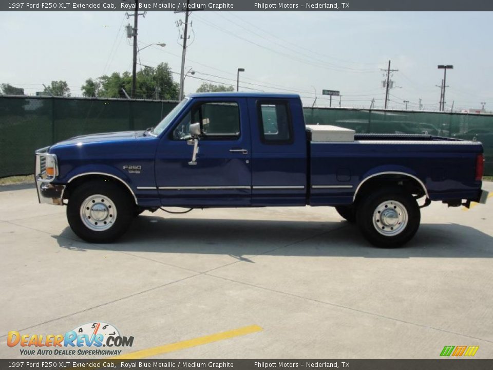 1997 Ford F250 XLT Extended Cab Royal Blue Metallic / Medium Graphite Photo #6