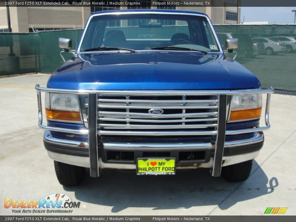 1997 Ford F250 XLT Extended Cab Royal Blue Metallic / Medium Graphite Photo #8