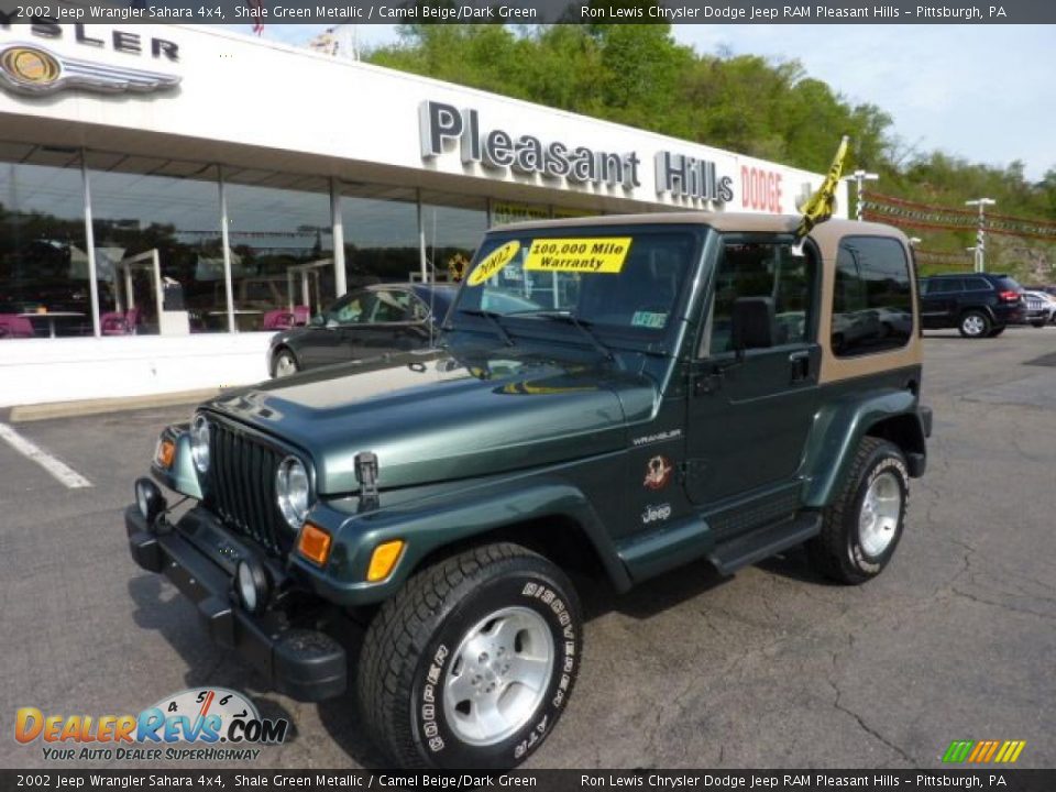 2002 Jeep Wrangler Sahara 4x4 Shale Green Metallic / Camel Beige/Dark Green Photo #1