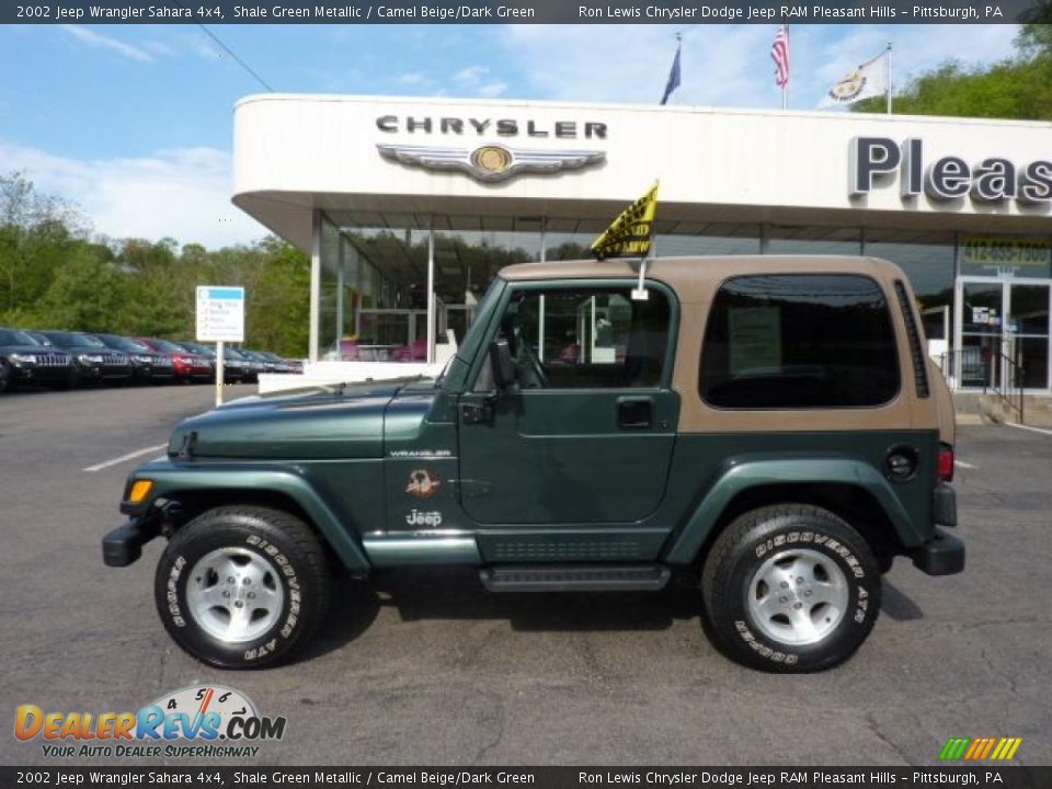 2002 Jeep Wrangler Sahara 4x4 Shale Green Metallic / Camel Beige/Dark Green Photo #2